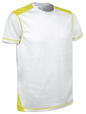 Camiseta Tecnica Brickplus Blanco/Amarillo Fluor